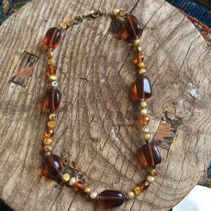 Vintage Amber Pearl Necklace